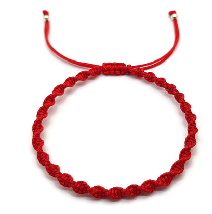 MYSTIC JEWELS - Pulsera Macrame giratorio - Kabbalah de Hilo de Colores, amuleto, protección mal de ojo, buena suerte, good luck (Rojo)
