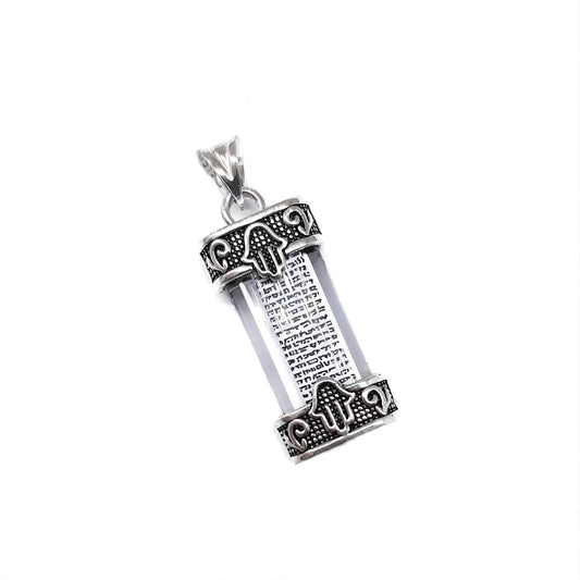 MYSTIC JEWELS - Colgante de Mezuzá en Plata de Ley 925 – Inscripción del Shemá Israel en Hebreo (Incluye Bolsa de Regalo