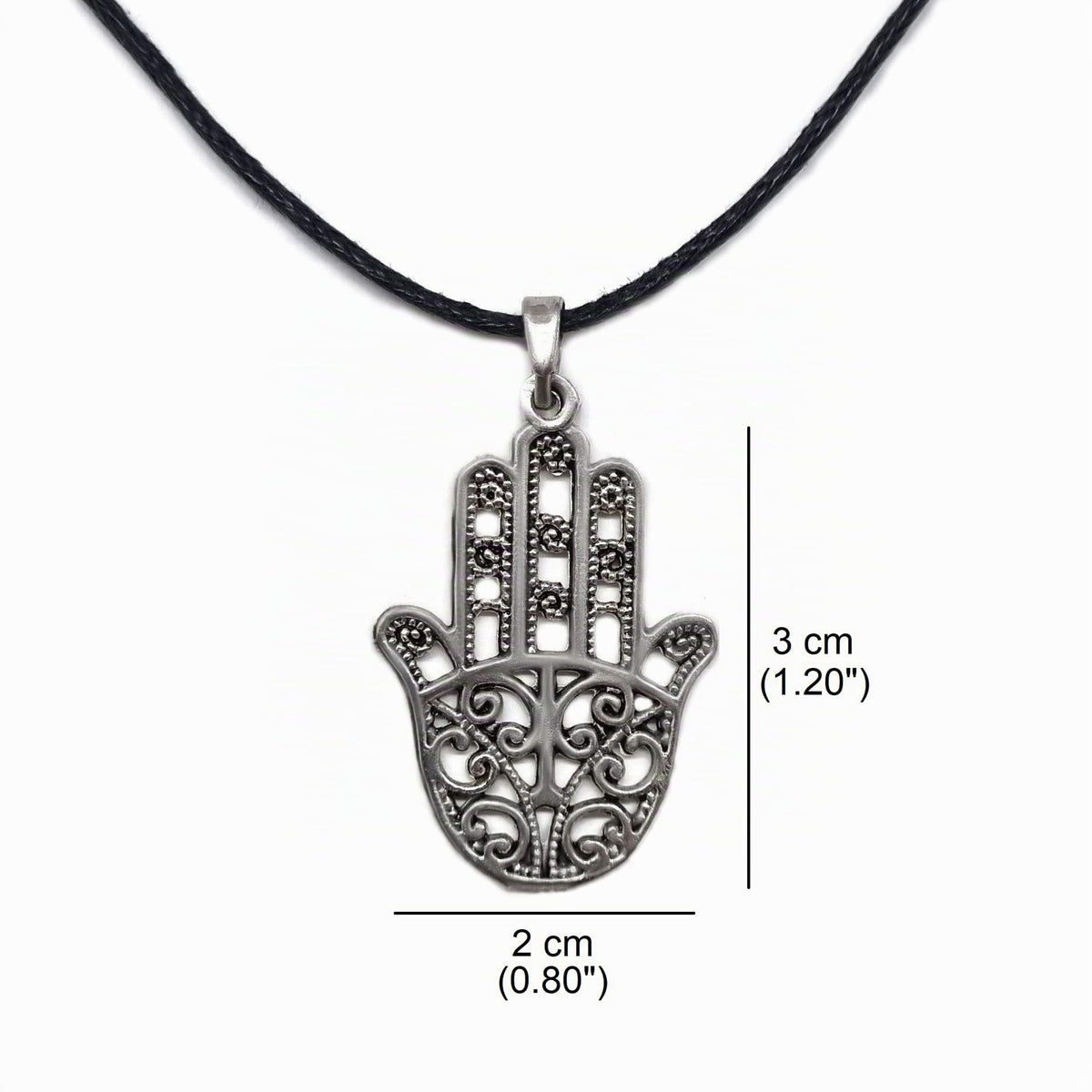 MYSTIC JEWELS - Colgante Mano de Fatima (Hamsa) para buena suerte y mal de ojo, mujeres y hombres, regalar