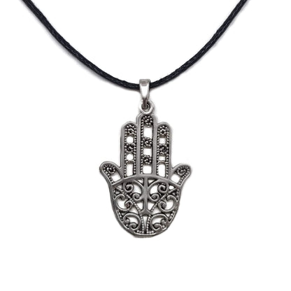 MYSTIC JEWELS - Colgante Mano de Fatima (Hamsa) para buena suerte y mal de ojo, mujeres y hombres, regalar