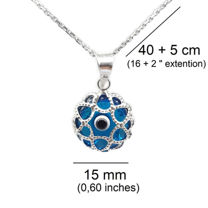 MYSTIC JEWELS By Dalia - Collar mal de ojo de cristal y plata de ley 925 - ojo turco filigrana - - para hombres y mujeres
