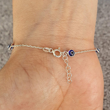 MYSTIC JEWELS by Dalia - 19cm Pulsera de Plata Mal de Ojo - para Regalar (Azul Marino)