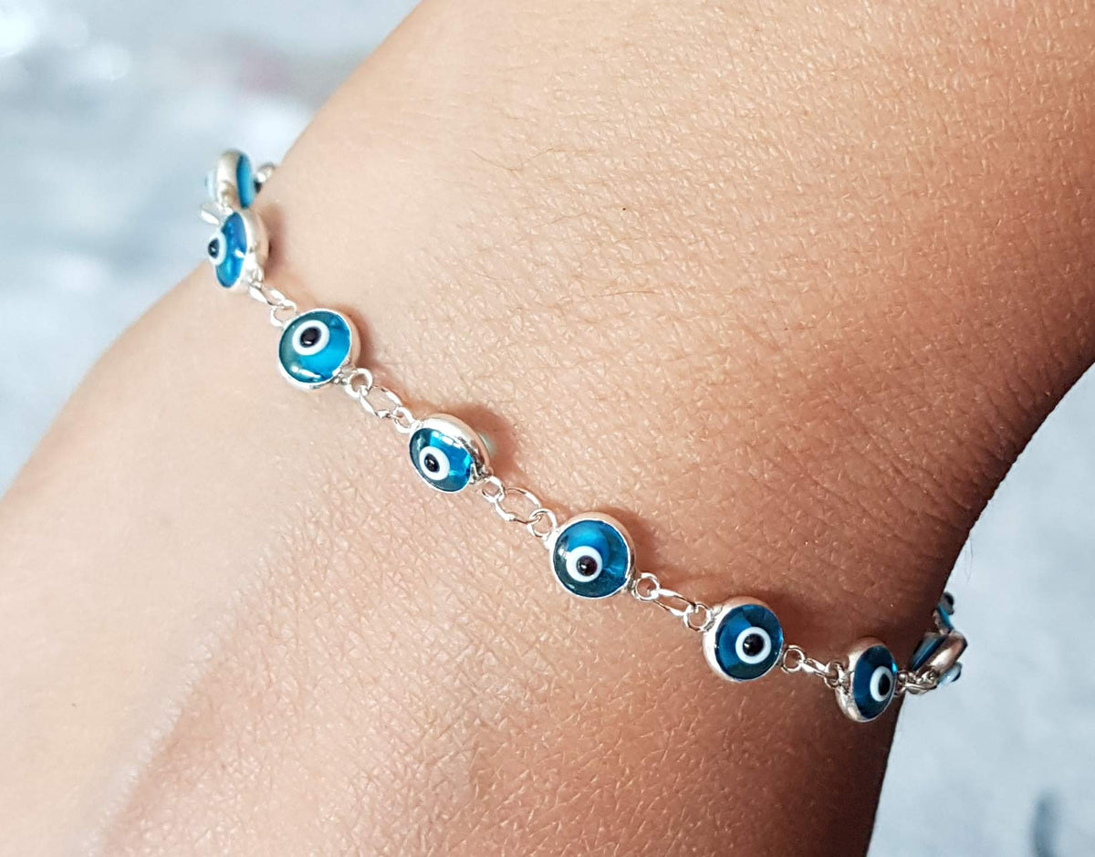 MYSTIC JEWELS by Dalia - Pulsera de Plata Mal de Ojo - 19cm (Multicolor)