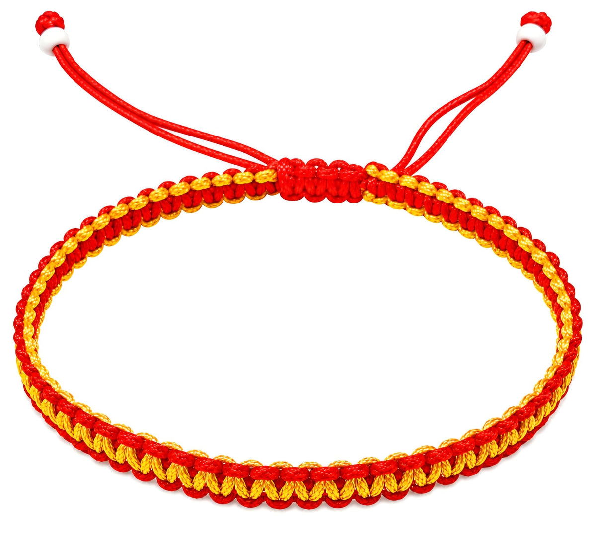MYSTIC JEWELS - Pulsera Macrame - Kabbalah de Hilo con 2 colores, Amuleto, protección Mal de Ojo, Buena Suerte, Good Luck (Rojo - Amarillo)