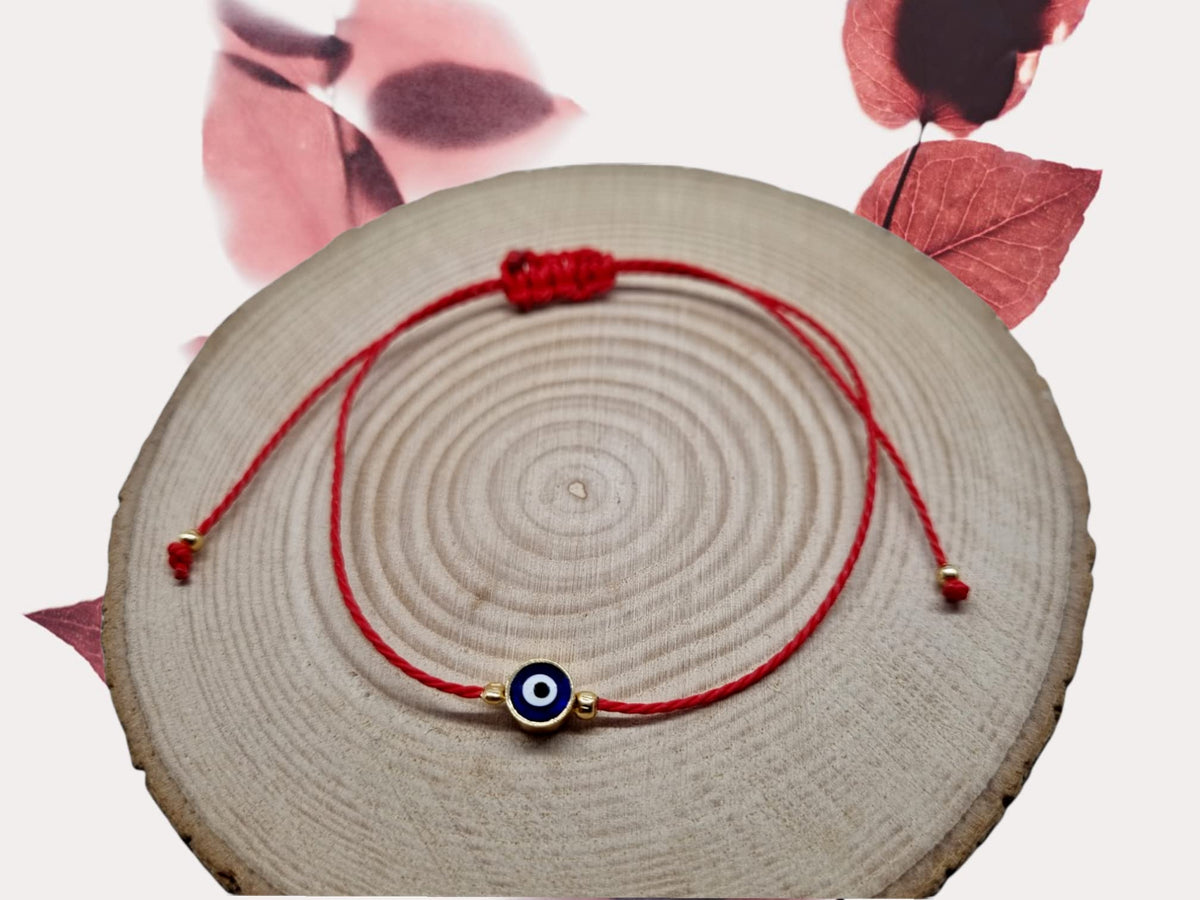 MYSTIC JEWELS by Dalia - Pulsera Hilo Rojo - Ojo Turco Azul girando para Buene Suerte