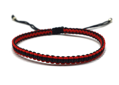 MYSTIC JEWELS - Pulsera Macrame - Kabbalah de Hilo con 2 colores, Amuleto, protección Mal de Ojo, Buena Suerte, Good Luck (Rojo - Negro)