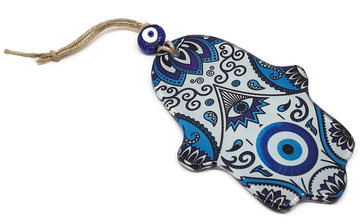 MYSTIC JEWELS - Adorno de Pared en Forma de Hamsa (Mano de Fátima) de Cristal para Llevar Salud y éxito a casa