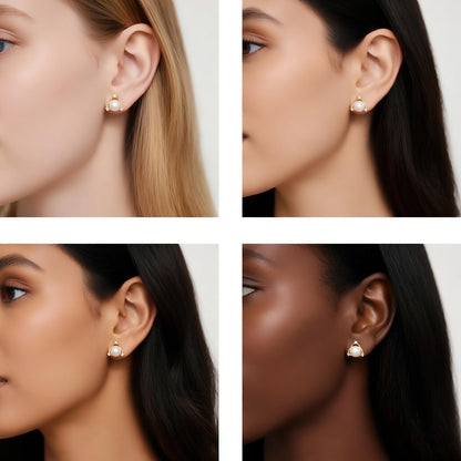 MYSTIC JEWELS - Pendientes de Perla con Plata de Ley 925, Diseño Delicado y Minimalista, 8 mm, Cierre Seguro