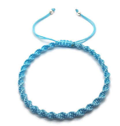 MYSTIC JEWELS - Pulsera Macrame giratorio - Kabbalah de Hilo de Colores, amuleto, protección mal de ojo, buena suerte, good luck (Turquesa)