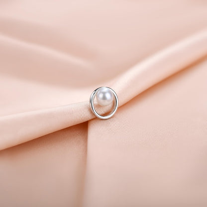 MYSTIC JEWELS - Pendientes de Plata de Ley 925, Diseño Circular con Perla, Studs Elegantes para Mujer, 10 mm