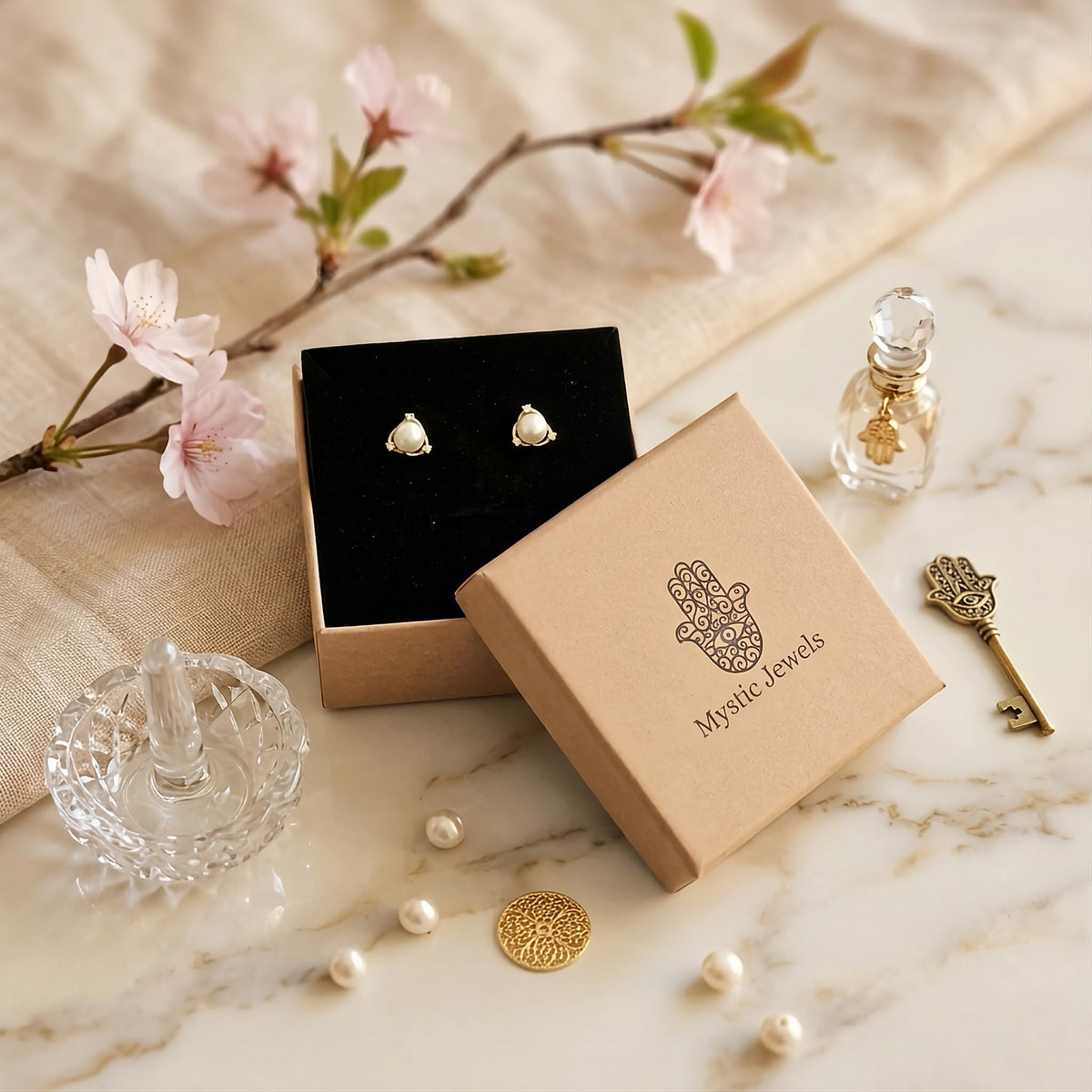 MYSTIC JEWELS - Pendientes de Perla con Plata de Ley 925, Diseño Delicado y Minimalista, 8 mm, Cierre Seguro