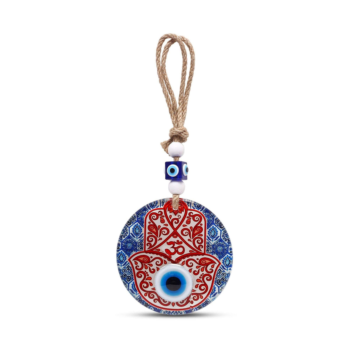 MYSTIC JEWELS - Hamsa de la Mano de Fatima en Cristal con Ojo Turco para Buene Suerte en Casa