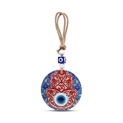 MYSTIC JEWELS - Hamsa de la Mano de Fatima en Cristal con Ojo Turco para Buene Suerte en Casa