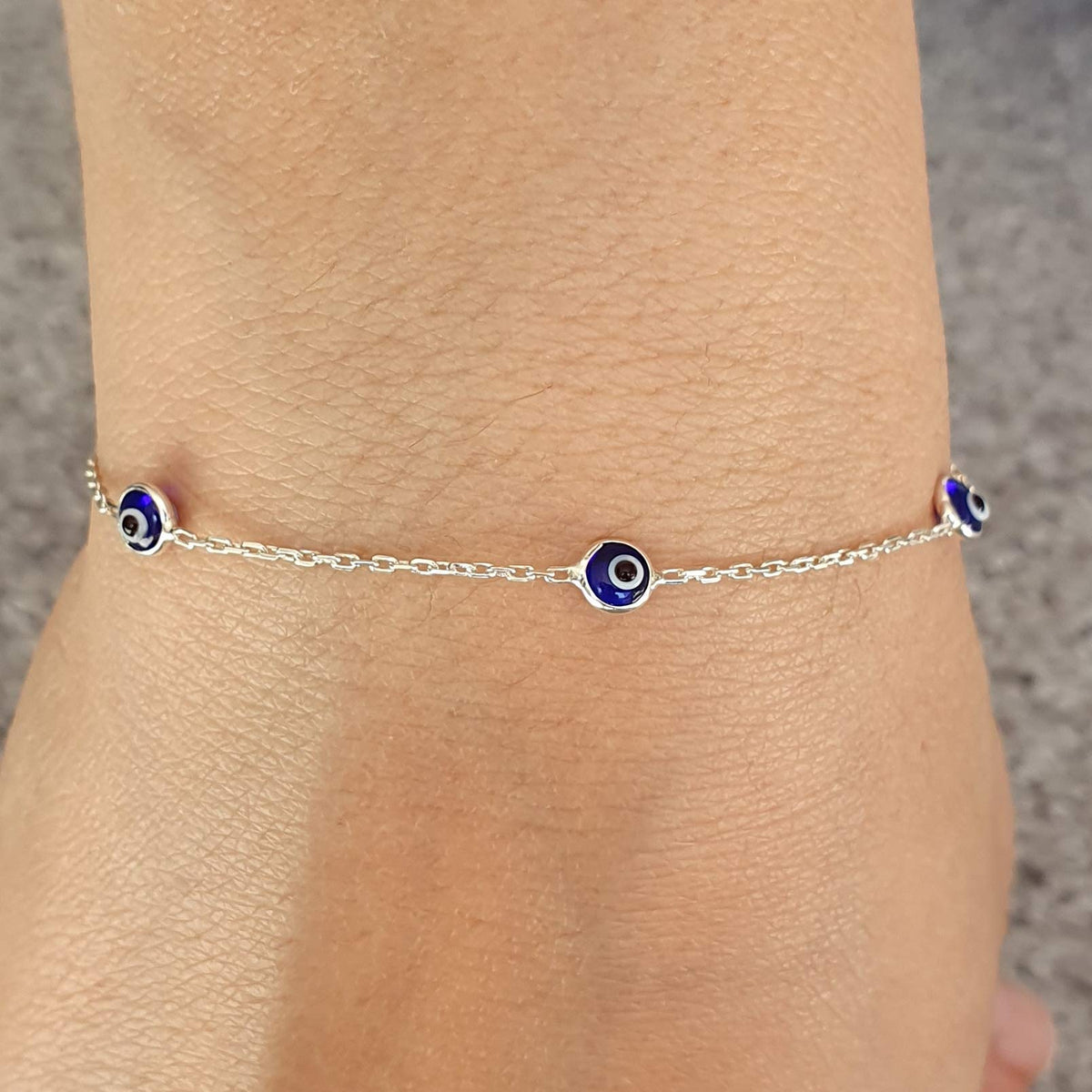 MYSTIC JEWELS by Dalia - 19cm Pulsera de Plata Mal de Ojo - para Regalar (Azul Marino)