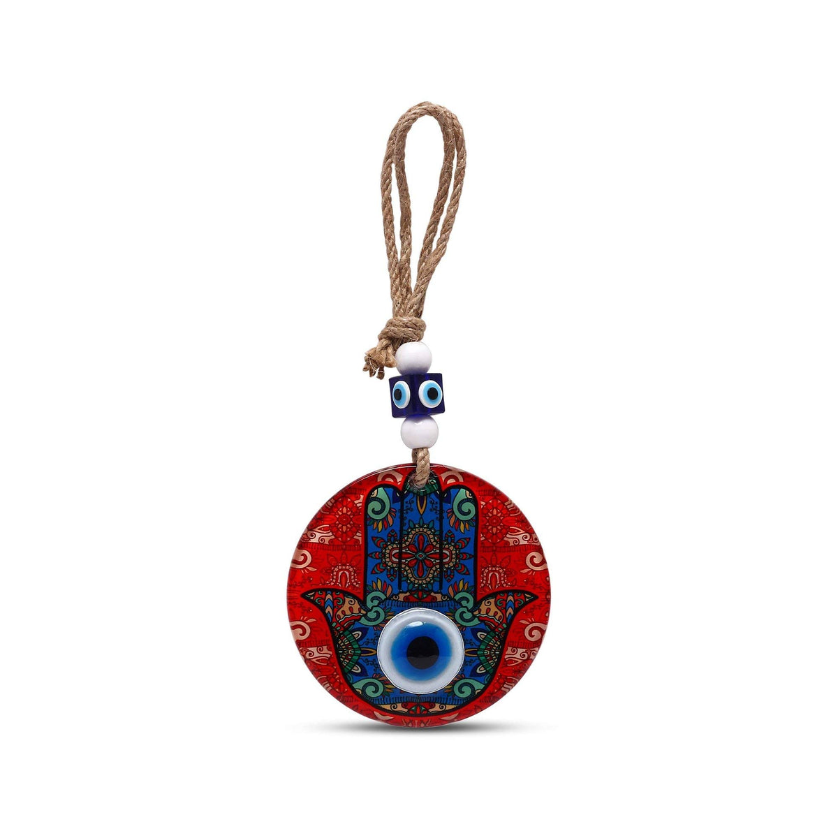 MYSTIC JEWELS - Hamsa de la Mano de Fatima en Cristal con Ojo Turco para Buene Suerte en Casa (Modelo 3)