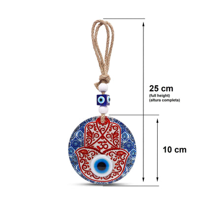 MYSTIC JEWELS - Hamsa de la Mano de Fatima en Cristal con Ojo Turco para Buene Suerte en Casa