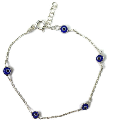 MYSTIC JEWELS by Dalia - 19cm Pulsera de Plata Mal de Ojo - para Regalar (Azul Marino)
