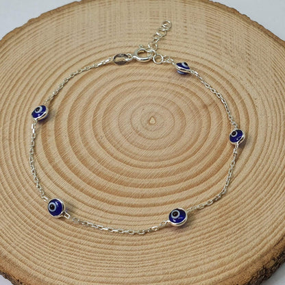 MYSTIC JEWELS by Dalia - 19cm Pulsera de Plata Mal de Ojo - para Regalar (Azul Marino)