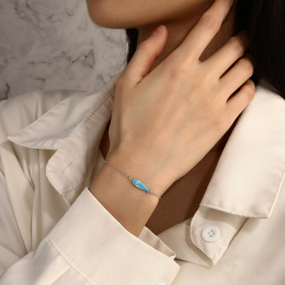 MYSTIC JEWELS – Pulsera de Cadena con Dije de Pez en Plata 925 – Esmalte Azul y Circonita – Diseño Minimalista con Acabado en Rodio – Ajustable 16 + 3 cm – Con Bolsita de Regalo