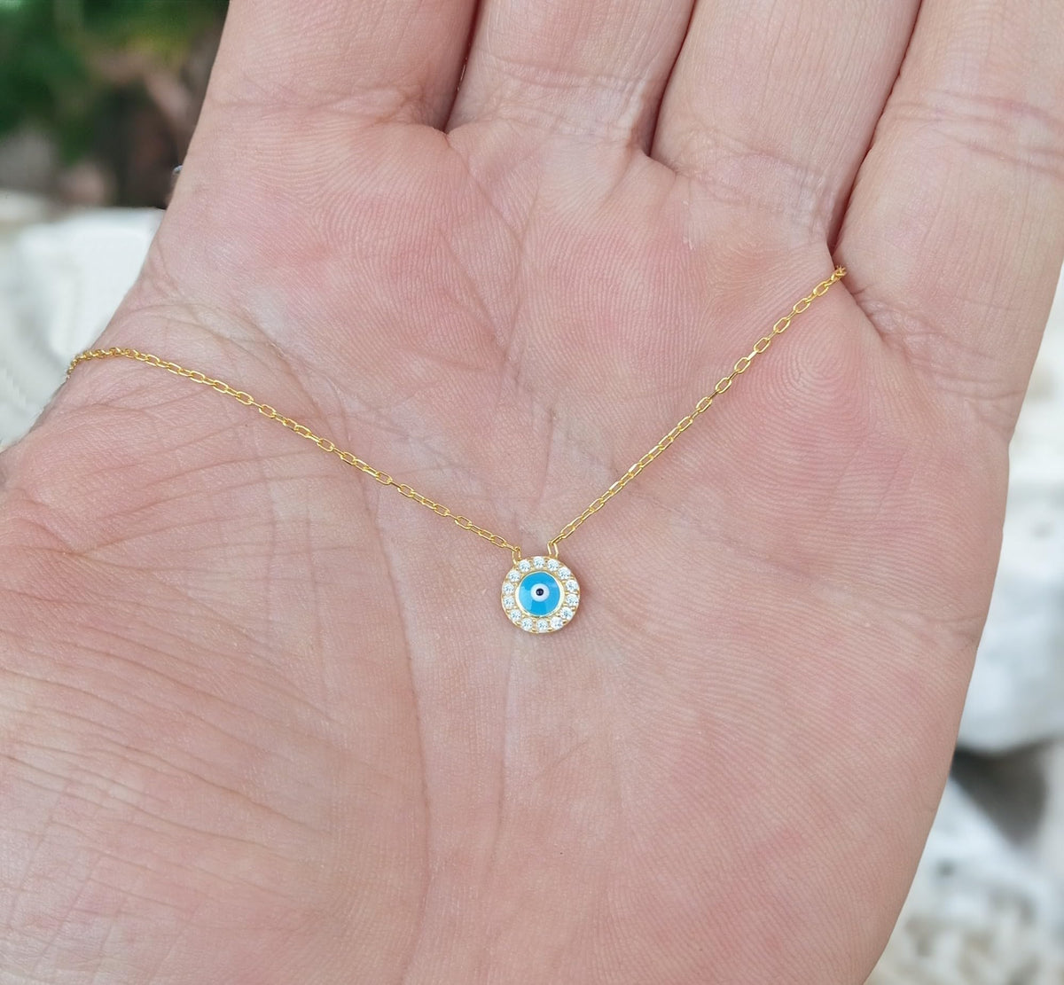 MYSTIC JEWELS - Collar de Mal de Ojo Turco de Plata Esterlina 925 con Circonias Cúbicas - Estilos Rhodium y Chapado en Oro, mujeres, niñas, regalo