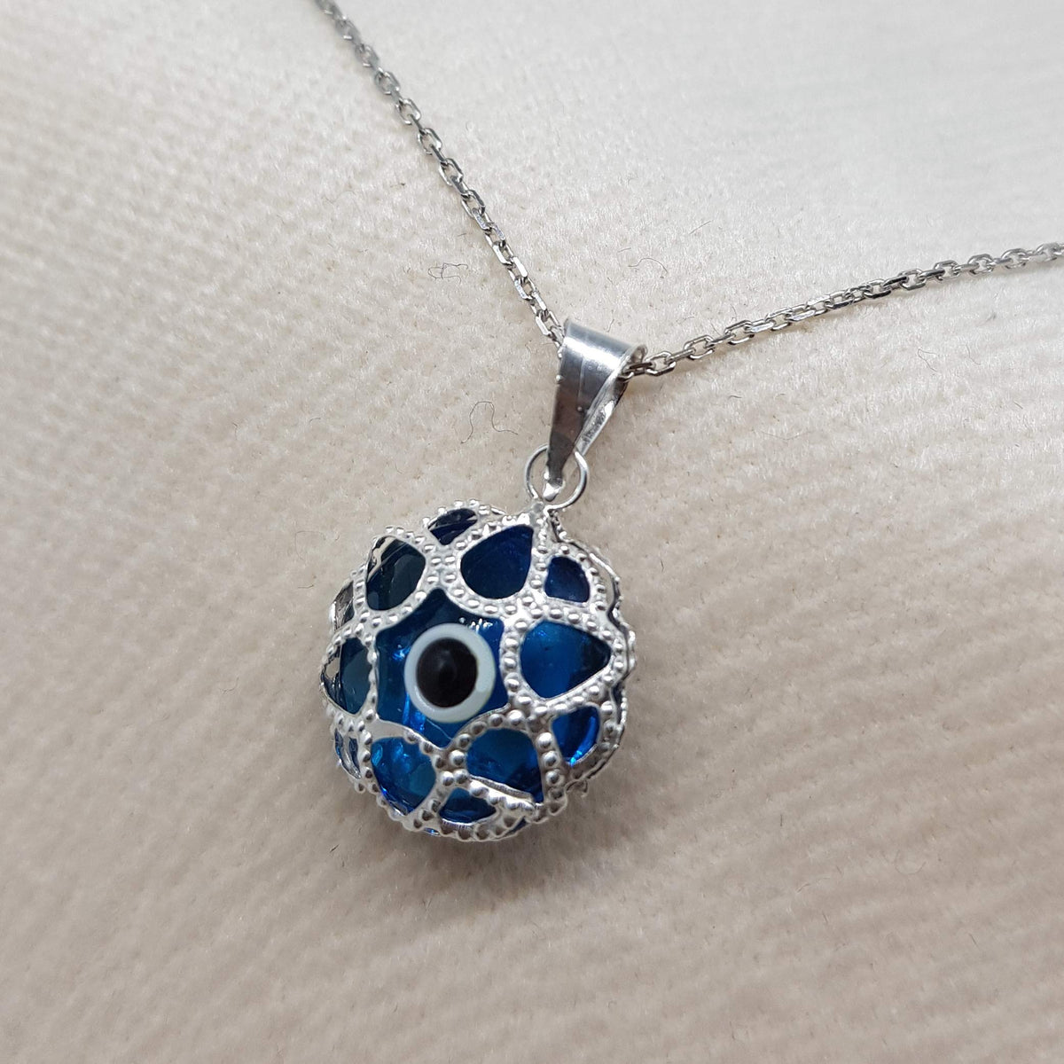 MYSTIC JEWELS By Dalia - Collar mal de ojo de cristal y plata de ley 925 - ojo turco filigrana - - para hombres y mujeres