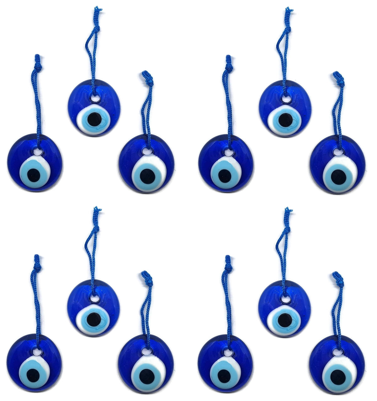 Ojo Turco para colgar, cristal contra mal de ojo azul, para la buena suerte, 4cm de diametro con aguero y hilo, nazar boncuk, evil eye (12)