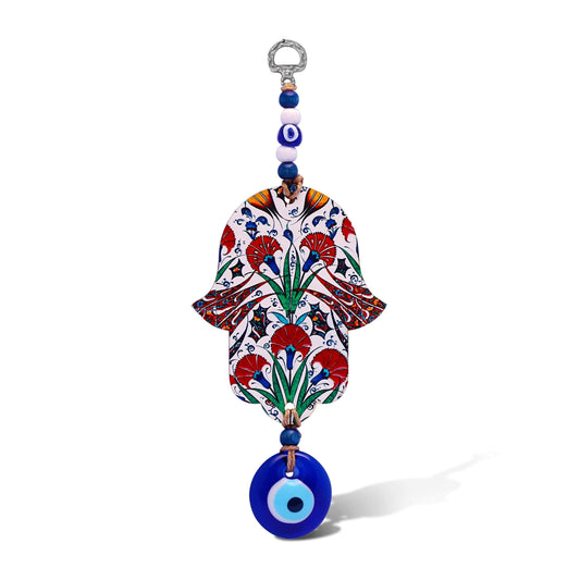 MYSTIC JEWELS - Hamsa de la Mano de Fatima en Madera con Ojo turco para Buene Suerte y Energia en Casa (Color 2)