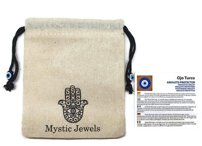 Mystic Jewels - Colgante Ojo Turco con Mano de Fatima para Pared y Evitar Mal Ojos en tu casa
