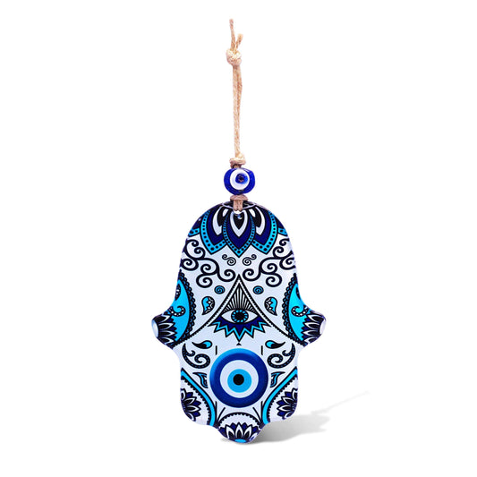MYSTIC JEWELS - Adorno de Pared en Forma de Hamsa (Mano de Fátima) de Cristal para Llevar Salud y éxito a casa