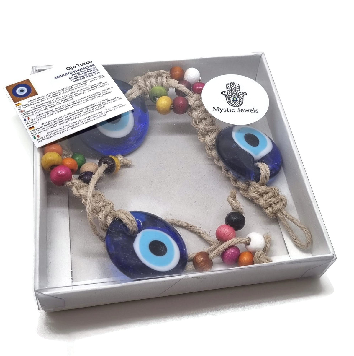 MYSTIC JEWELS -Adorno de Tres Ojo Turcos en Cristal con Jude para Colgar