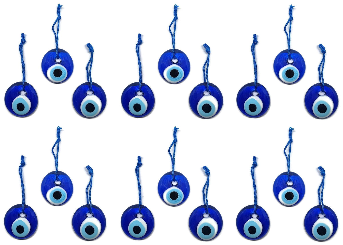 Ojo Turco para colgar, cristal contra mal de ojo azul, para la buena suerte, 4cm de diametro con aguero y hilo, nazar boncuk, evil eye (18)