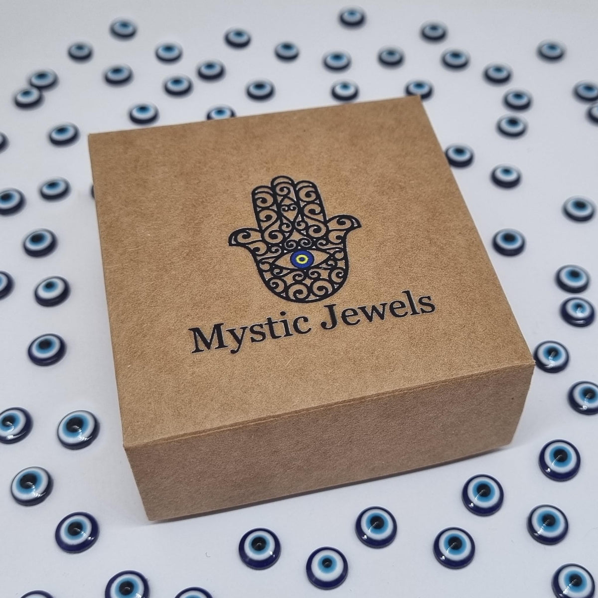 MYSTIC JEWELS - Colgante Mano de Fátima y Mal de Ojo con piedras, Joyeria Plata de Ley 925, minimalista, para Mujeres y Niñas con Caja para regalar