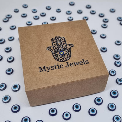 MYSTIC JEWELS - Colgante Mano de Fátima y Mal de Ojo con piedras, Joyeria Plata de Ley 925, minimalista, para Mujeres y Niñas con Caja para regalar
