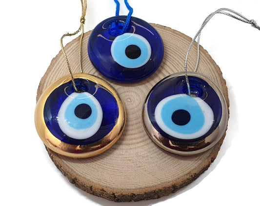 Mystic Jewels - Juego de 3 Adornos para Colgar en la Pared de Cristal Turco contra el Mal de Ojo – Regalo Coleccionable de Buena Suerte para el hogar, el Coche