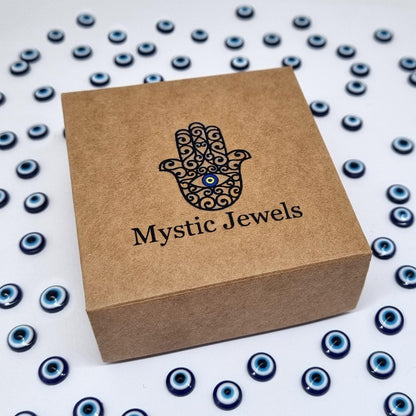 MYSTIC JEWELS By Dalia - Pendientes Plata de ley 925 Redondos, mal de ojo con circonia cúbica y esmaltada