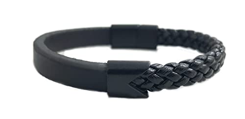 MYSTIC JEWELS By Dalia - Men's Magnetic Stainless Steel Leather Bracelet (MB17)