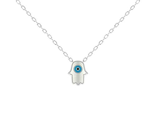 MYSTIC JEWELS by Dalia - Collier avec pendentif oeil turc en argent sterling 925 main de Fatima et oeil turc pour vous protéger (argent)