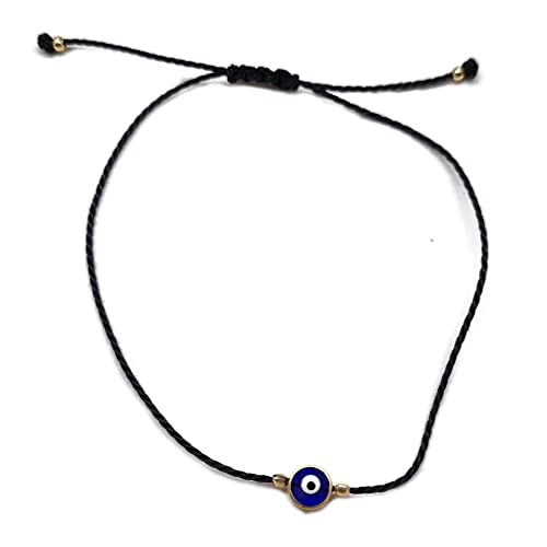 MYSTIC JEWELS par Dalia - Bracelet en fil rouge - Oeil turc bleu tournant pour la bonne chance (Noir)