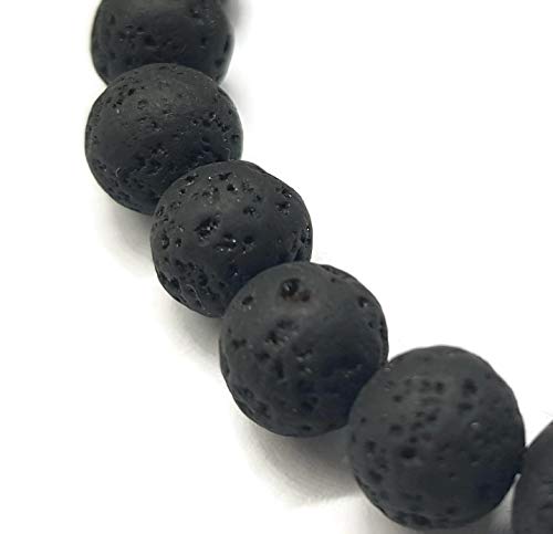 MYSTIC JEWELS By Dalia - Shamballa Bracelet for Men, Braided Beads Bracelet with Natural Lava Stones in Black, 16-23 cm