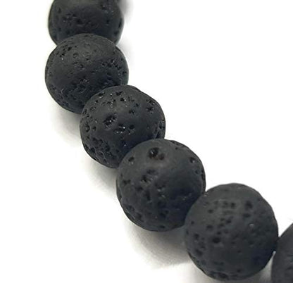 MYSTIC JEWELS By Dalia - Shamballa Bracelet for Men, Braided Beads Bracelet with Natural Lava Stones in Black, 16-23 cm