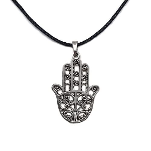 MYSTIC JEWELS - Hand of Fatima (Hamsa) pendant for good luck and evil eye, women and men, gift (Model 1)