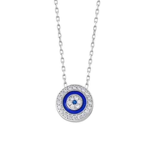 MYSTIC JEWELS By Dalia - Collier rond en argent sterling 925, mauvais œil avec zircone cubique et émaillée, cadeau pour femme