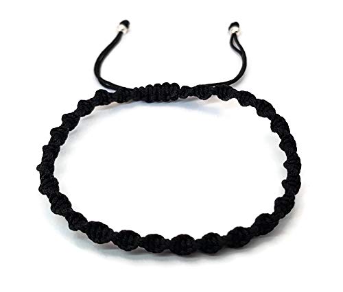 MYSTIC JEWELS - Bracelet rotatif en macramé - Kabbale en fil coloré, amulette, protection contre le mauvais œil, bonne chance, bonne chance (noir)