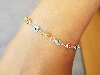 MYSTIC JEWELS by Dalia - Silver Evil Eye Bracelet - 19cm (Multicolor)