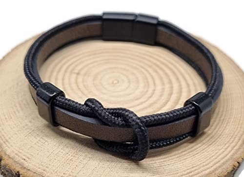 MYSTIC JEWELS By Dalia - Men's Magnetic Stainless Steel Leather Bracelet (MB14)