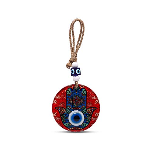 MYSTIC JEWELS - Hamsa of the Hand of Fatima in Crystal with Turkish Eye for Good Luck at Home (Model 3)
