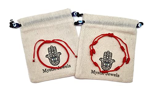 MYSTIC JEWELS par Dalia - Bracelet Fil Rouge 7 noeuds - Bracelet réglable protection et mauvais œil, amulette porte-bonheur, fait main, unisexe (Modèle 1)