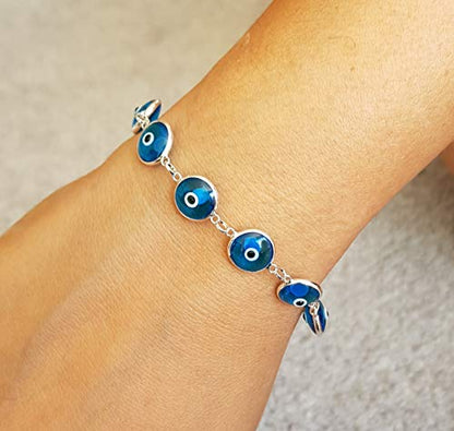 MYSTIC JEWELS by Dalia - 19cm Silver Evil Eye Bracelet (Light Blue)