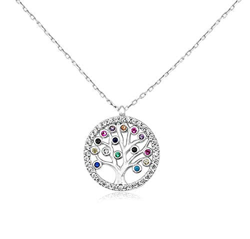 MYSTIC JEWELS by Dalia - Collier Arbre de Vie - Argent Sterling 925 avec Zircons (Argent)