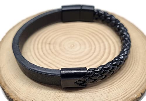 MYSTIC JEWELS By Dalia - Men's Magnetic Stainless Steel Leather Bracelet (MB17)